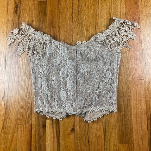 Fanny Vintage 80’s Corset Off The Shoulders Button Down Mocha Size M U.S.A - Picture 4 of 9
